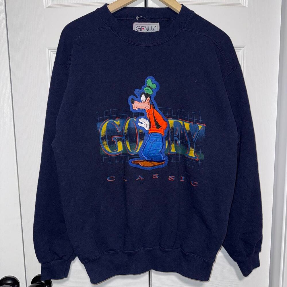 Vintage 1990s genus disney goofy navy blue sweatshirt size large medium
